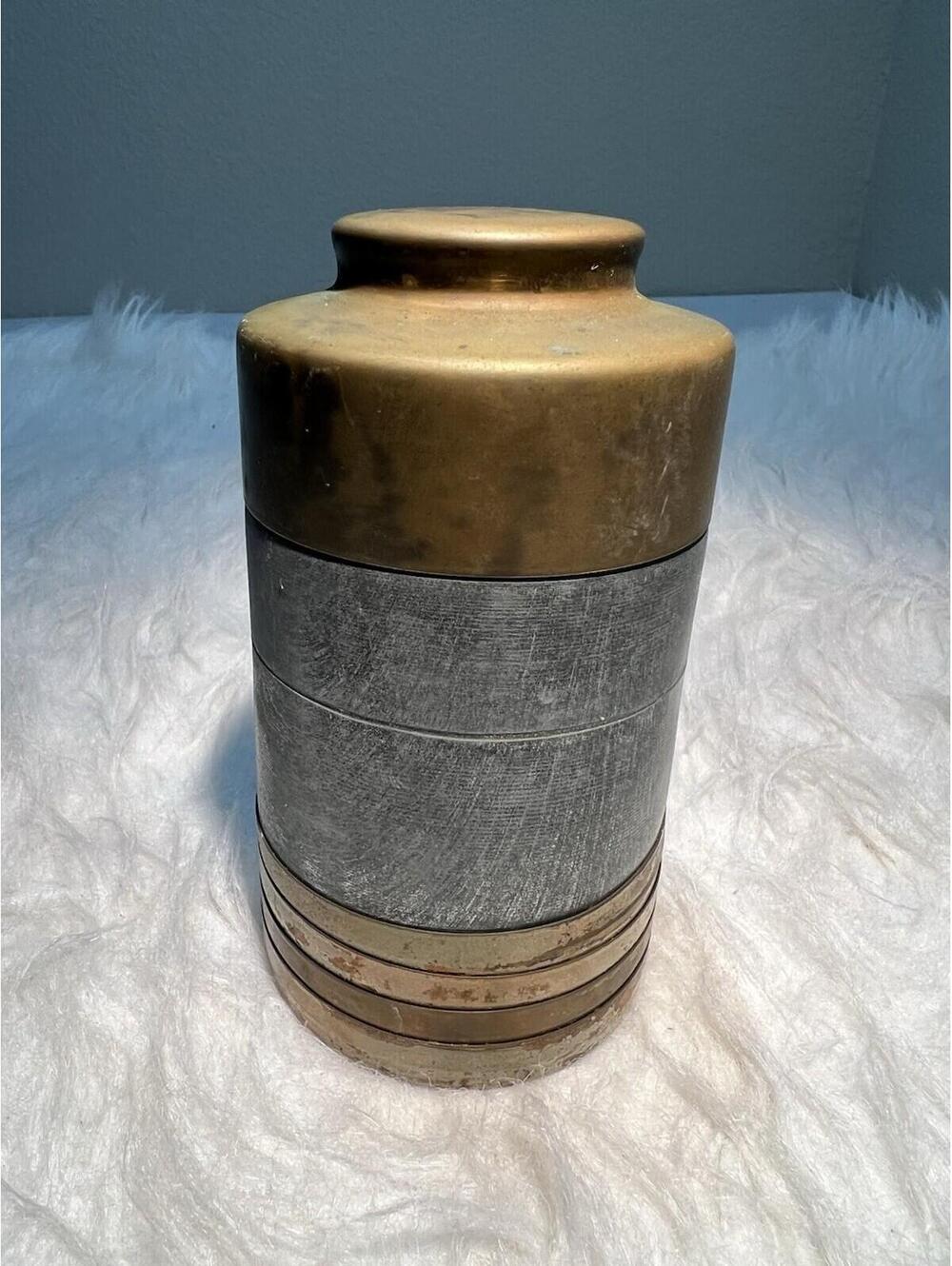 Brass Vintage Japanese Layered Tea Canister